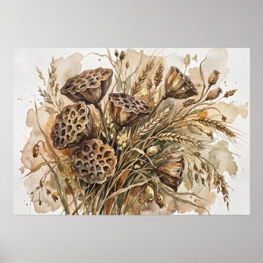 Vintage-Lotus-Samen-Botanikposter Poster (Vorne)