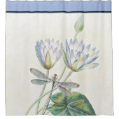 Vintage Lotus und Libelle Duschvorhang (Vorderseite)