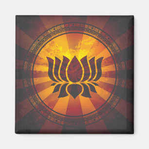 Vintage-Lotusblumen-Druck Magnet