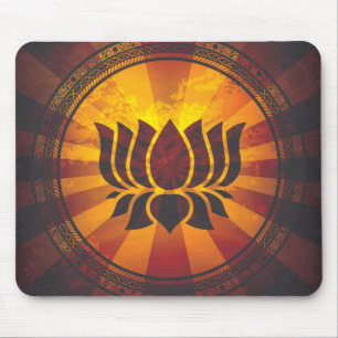 Vintage-Lotusblumen-Druck Mousepad