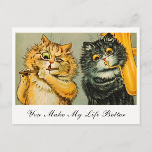 Vintage Louis Wain Katzen - Du machst mein Leben b Postkarte