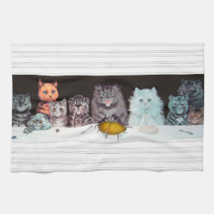 Vintage Louis Wain Katzen Supper Art Teetuch Handtuch