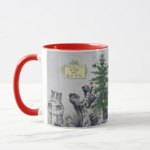 Vintage Louis Wain Katzen-Weihnachtsfeier Tasse