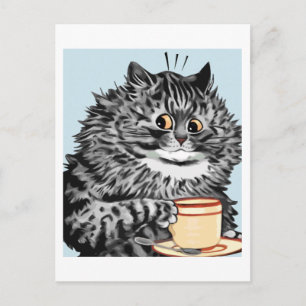Vintage-Louis-Wain-Teetassen-Katzengemälde-Postkar Postkarte