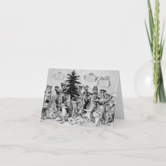 Vintage Louis-Weihnachtskatzen Feiertagskarte (Vorderseite)