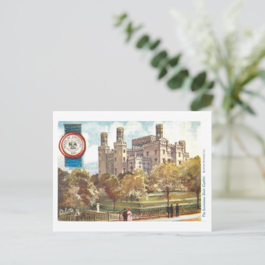 Vintage Louisiana-Hauptstadt mit Siegel Postkarte (Stehend Vorderseite)