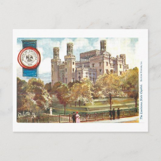 Vintage Louisiana-Hauptstadt mit Siegel Postkarte (Vorderseite)