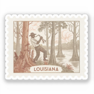 Vintage-Louisiana-Jazzmusiker Bayou-Sumpf-Stempel Aufkleber