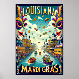 Vintage Louisiana Mardi Gras Umzugsplakat Poster