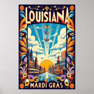 Vintage Louisiana Mardi Gras Umzugsplakat Poster