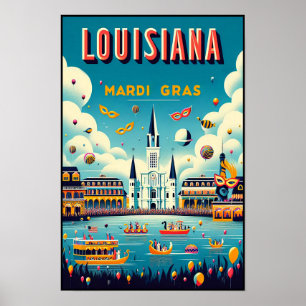 Vintage Louisiana Mardi Gras Umzugsplakat Poster