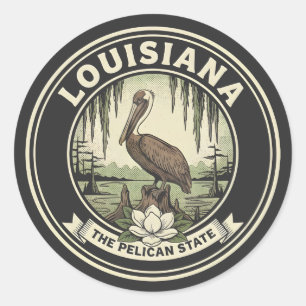 Vintage Louisiana-Pelikan-Staatsembleme Runder Aufkleber