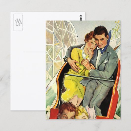 Vintage Love and Romance, Roller Coaster Ride Postkarte (Vorne/Hinten)