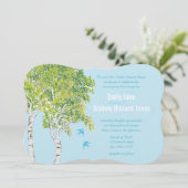 Vintage Love Bird Birch Tree Einladung Hochzeit (Stehend Vorderseite)