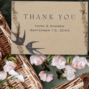 Vintage Love Bird Navy Hochzeit Danke