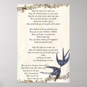 Vintage Love Bird Navy Hochzeitsgedicht Poster