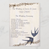 Vintage Love Bird Navy Hochzeitsprogramm Programm (Vorderseite)