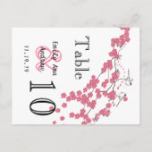 Vintage Love Bird Pink Cherry Blossom Tischnummer (Rückseite)