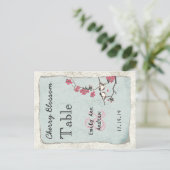 Vintage Love Bird Pink Cherry Blossom Tischnummer (Stehend Vorderseite)