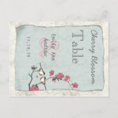 Vintage Love Bird Pink Cherry Blossom Tischnummer (Rückseite)