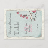 Vintage Love Bird Pink Cherry Blossom Tischnummer (Vorderseite)