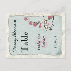 Vintage Love Bird Rosa Kirschblüten-Tischnummer Postkarte