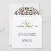 Vintage Love Bird Scroll Arbeit Einladung Hochzeit (Vorderseite)
