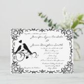 Vintage Love Birds Scroll Frame Hochzeit Einladung (Stehend Vorderseite)