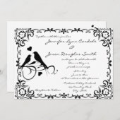 Vintage Love Birds Scroll Frame Hochzeit Einladung (Vorne/Hinten)