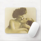 Vintage love couple kissing sepia illustration mousepad (Mit Mouse)