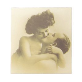Vintage love couple kissing sepia illustration notizblock
