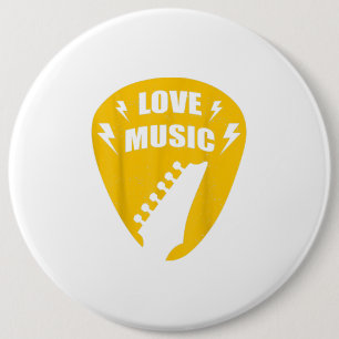 Vintage Love Guitar Music Lover Gift Button