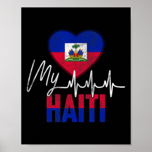 Vintage Love Haiti Beat Herz Flagge Tag Haitianisc Poster