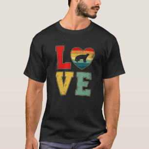 Vintage Love Honey Badger Retro 70er 80er Herz Far T-Shirt