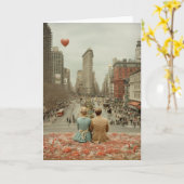 Vintage Love in New York Karte (Gelbe Blume)