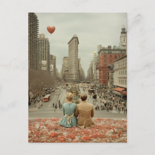 Vintage Love in New York Postkarte (Vorderseite)