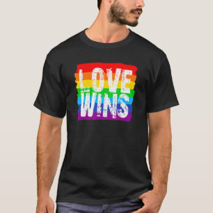 Vintage Love Wins Regenbogen-Friedenszeichen Stolz T-Shirt