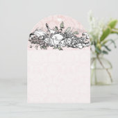 Vintage Lovebird Rosa Scroll Hochzeit Einladung (Stehend Vorderseite)