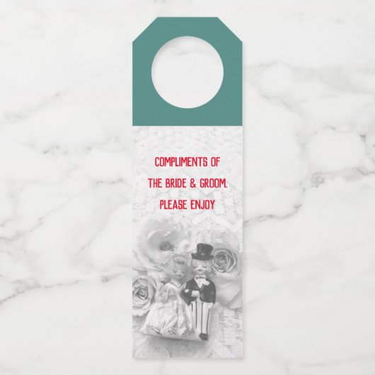 Vintage Lovebirds Flaschenhanger Tag Flaschenanhänger (Vorderseite)