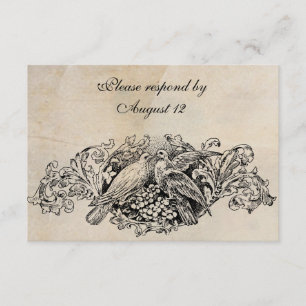 Vintage Lovebirds UAWG mit Umschlägen RSVP Karte