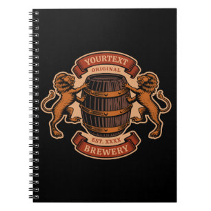Vintage-Löwe-Eiche-Fass-personalisierte-Brauerei-B Notizblock
