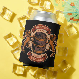 Vintage-Löwe Eichenfass personalisierte Brauerei B Dosenkühler
