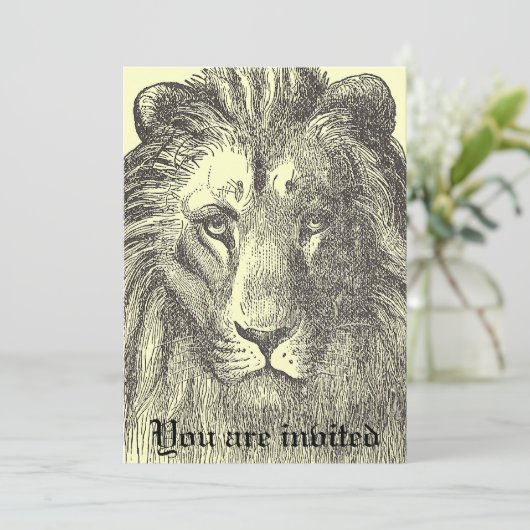 Vintage Löwe-Einladung Einladung (Stehend Vorderseite)