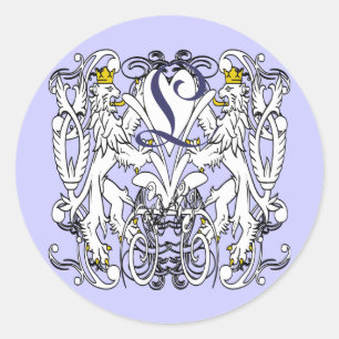 Vintage Löwe Rampant Renaissance Hochzeitssiegel Runder Aufkleber