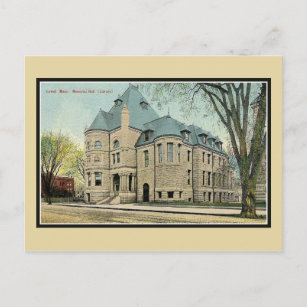 Vintage Lowell MA Memorial Hall library Postkarte