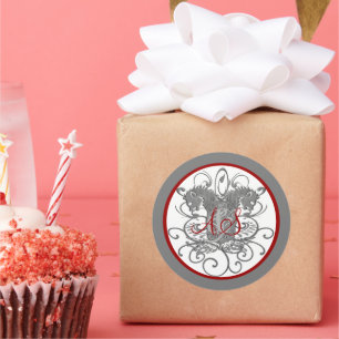 Vintage Löwen mit Wirbel 2 Kopf Monogramm Runder Aufkleber