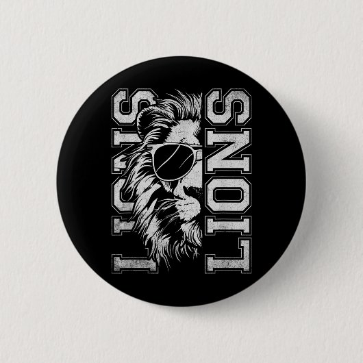 Vintage-Löwen-Schul-Sportfan-Teamgeist-Maskottchen Button (Vorderseite)