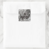 Vintage Löwenkleber Quadratischer Aufkleber (Tasche)