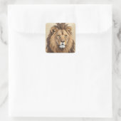 Vintage Löwenmalerei Quadratischer Aufkleber (Tasche)
