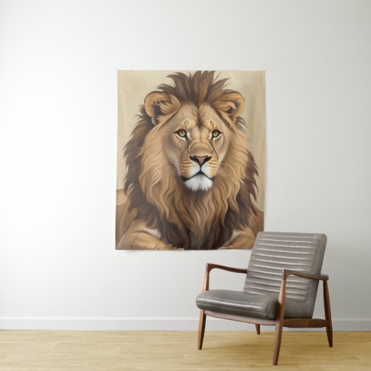 Vintage Löwenmalerei Wandteppich (Beispiel)